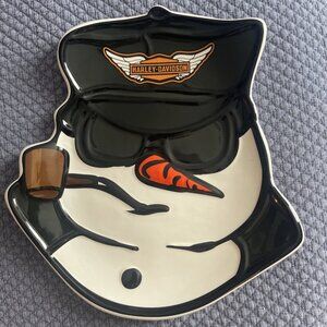 Harley Davidson Christmas Snowman Biker Cookie Plate Platter 2019